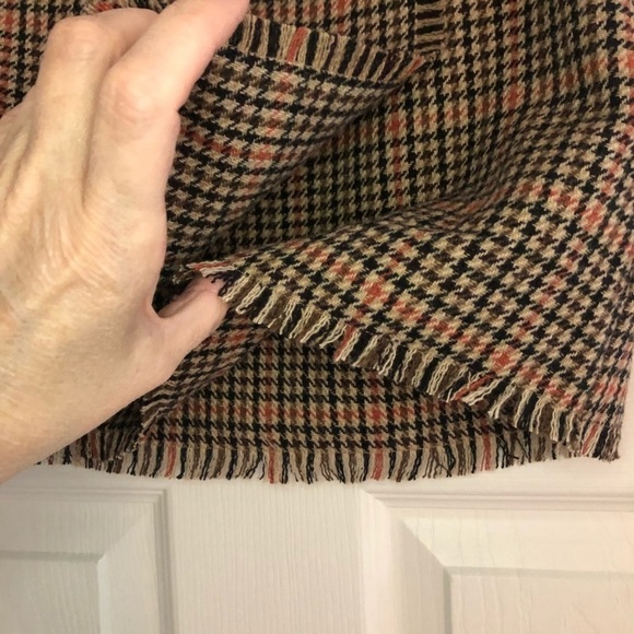 Urban Outfitters Dark Academia Plaid Fringe Wrap Skirt Teryn Fray Houndstooth - Picture 9 of 15